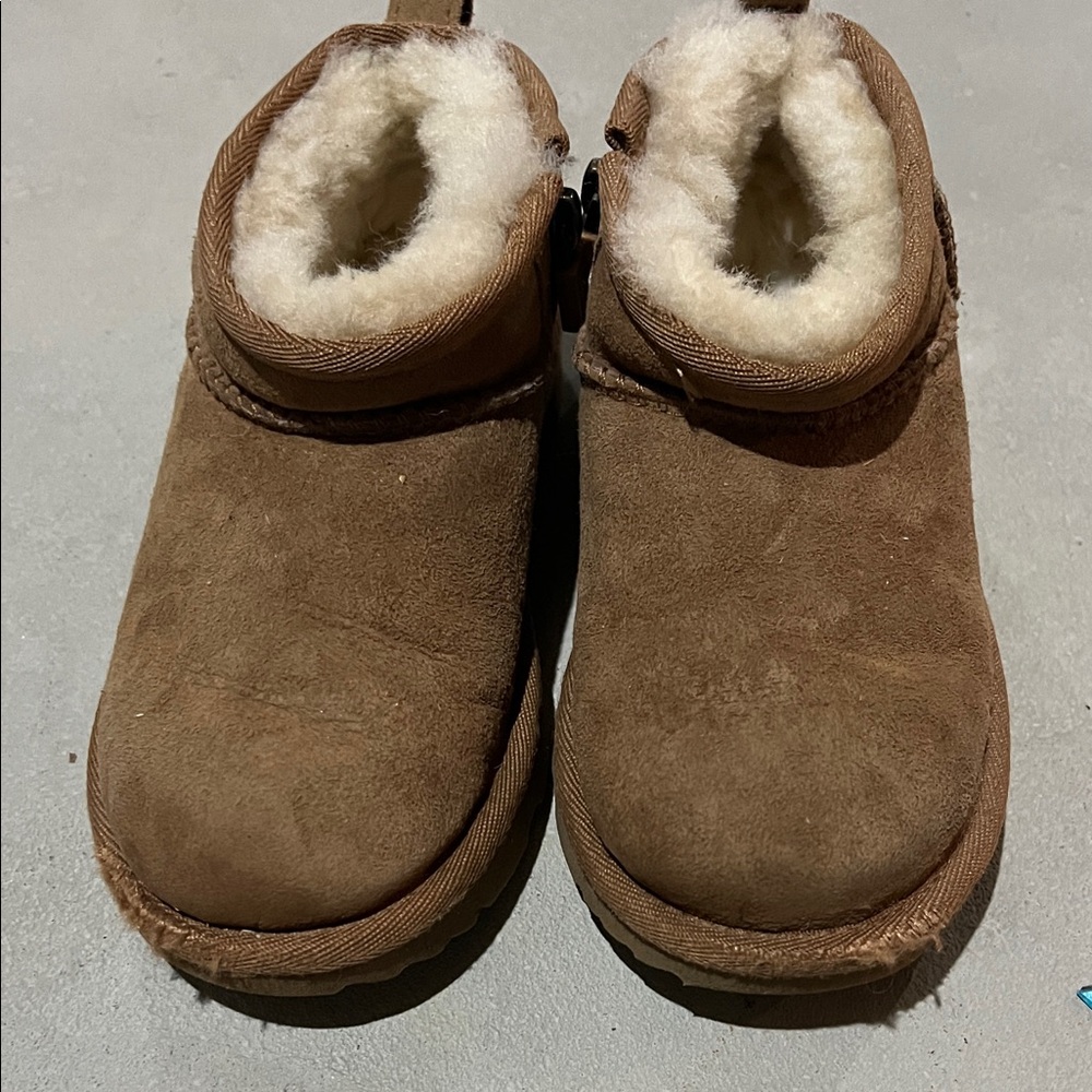 UGG Kids Brown Shearling-Lined Slip-On Boots